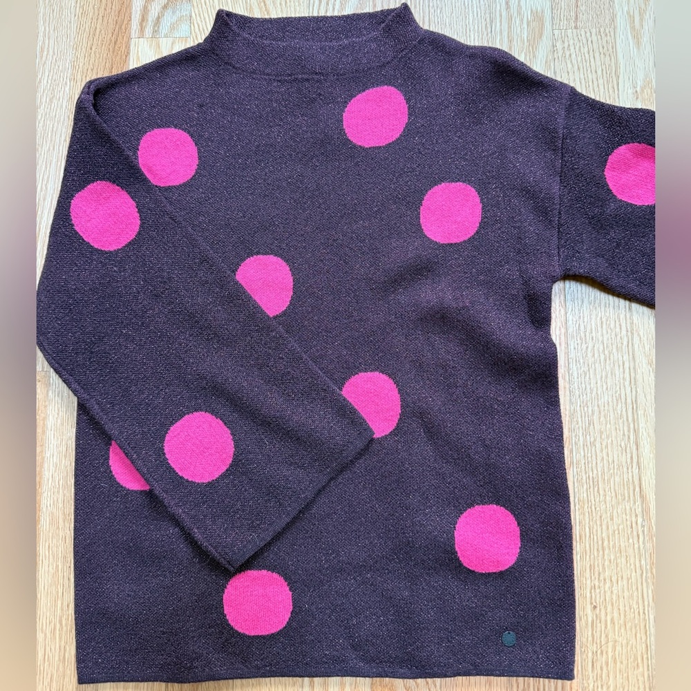 Anthropologie Numph Women's Metallic Polka Dot Pullover Sweater Size XSmall